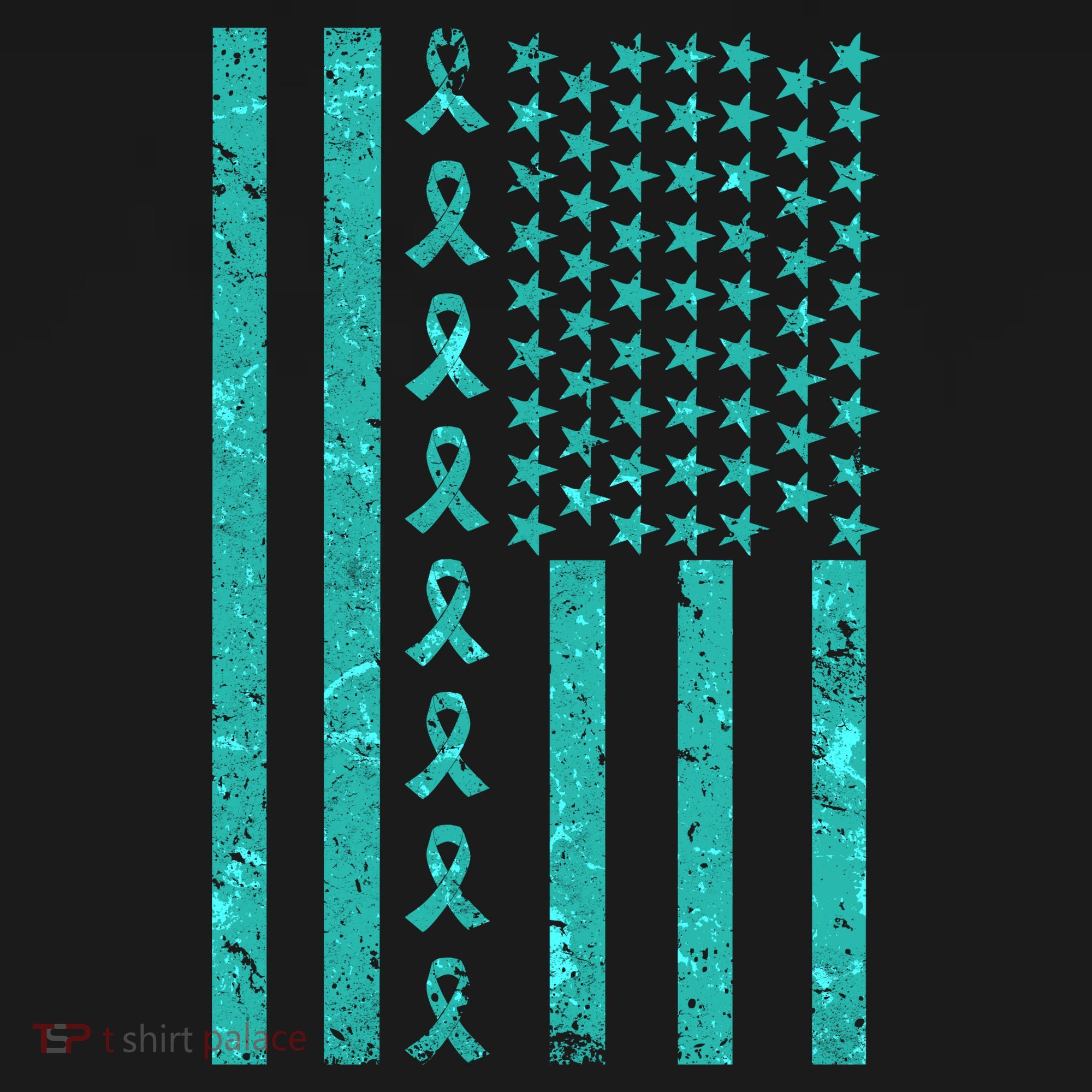 American Flag Ovarian Cancer Awareness Ribbon Long Sleeve Shirt