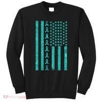 American Flag Ovarian Cancer Awareness Ribbon Sweatshirt thumb 0