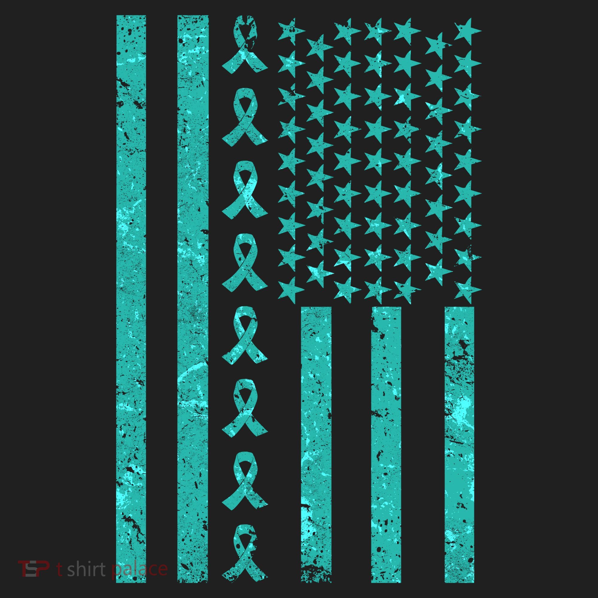 American Flag Ovarian Cancer Awareness Ribbon Beanie