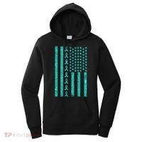 American Flag Ovarian Cancer Awareness Ribbon Women's Hoodie thumb 0