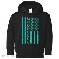 American Flag Ovarian Cancer Awareness Ribbon Toddler Hoodie thumb 0