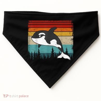 Orca Vintage Distressed Retro Style Cool Orca USA-Made Doggie Bandana