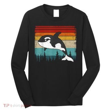 Orca Vintage Distressed Retro Style Cool Orca Long Sleeve Shirt