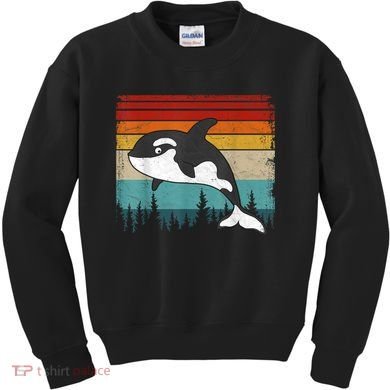 Orca Vintage Distressed Retro Style Cool Orca Kids Sweatshirt