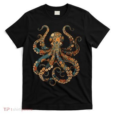 Octopus Vintage Floral Patterns Ocean T-Shirt