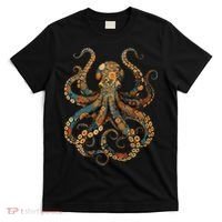 Octopus Vintage Floral Patterns Ocean T-Shirt thumb 0