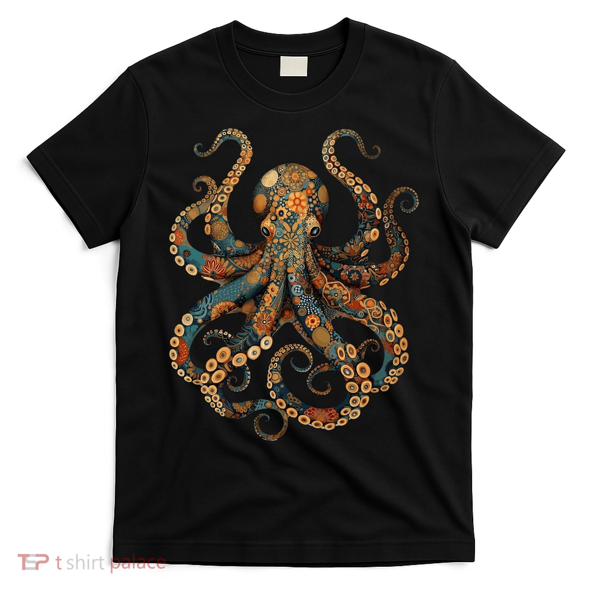 Octopus Vintage Floral Patterns Ocean T-Shirt