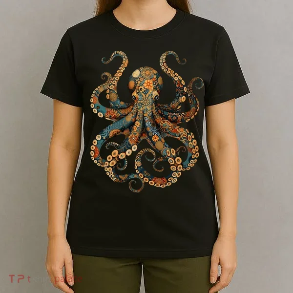 Octopus Vintage Floral Patterns Ocean T-Shirt