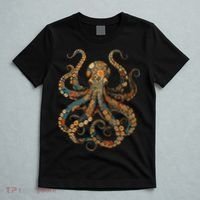 Octopus Vintage Floral Patterns Ocean T-Shirt thumb 5
