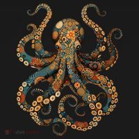 Octopus Vintage Floral Patterns Ocean T-Shirt thumb 7
