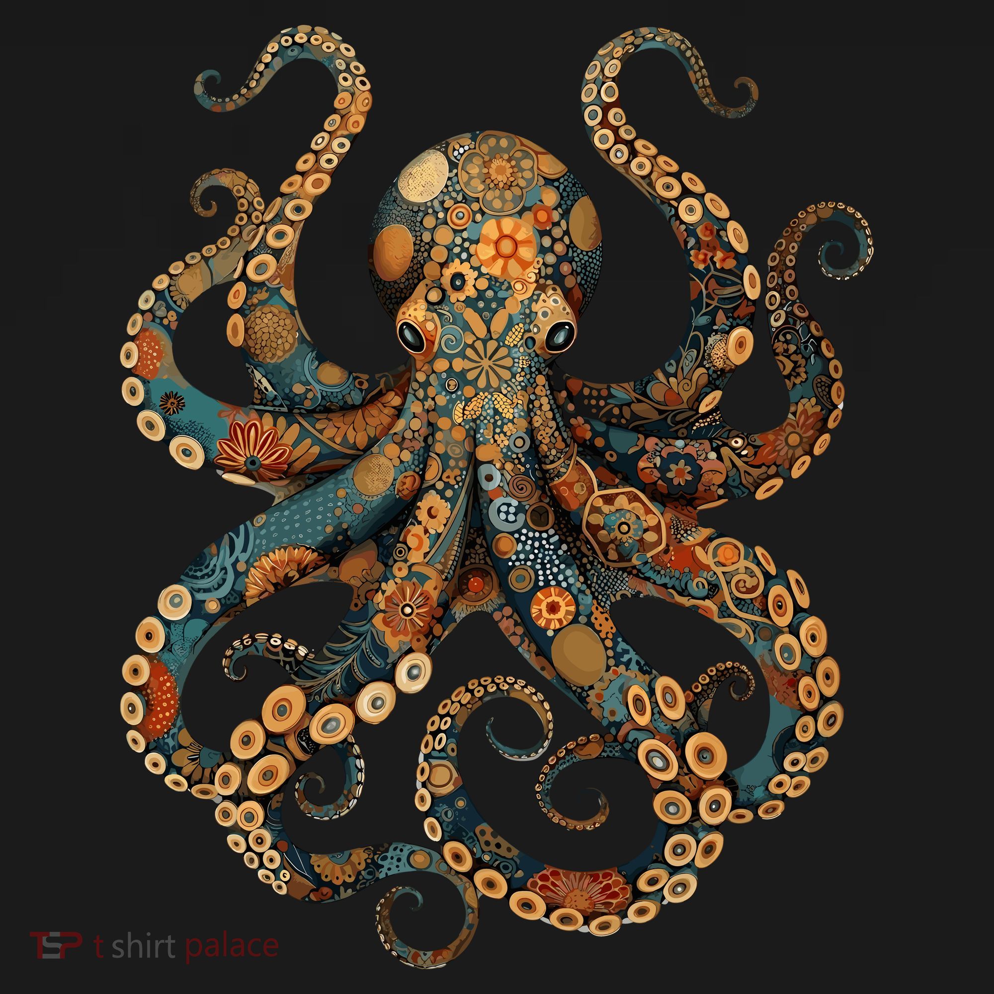Octopus Vintage Floral Patterns Ocean T-Shirt