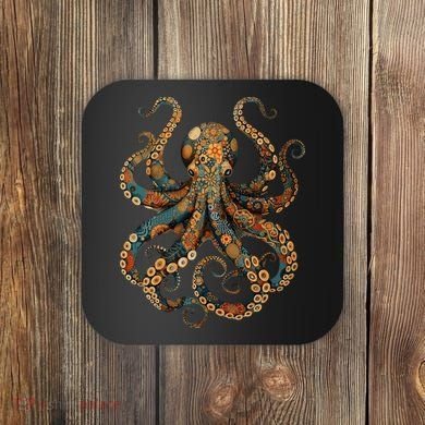 Octopus Vintage Floral Patterns Ocean Coaster