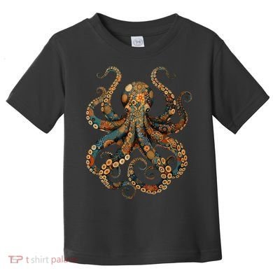 Octopus Vintage Floral Patterns Ocean Toddler T-Shirt
