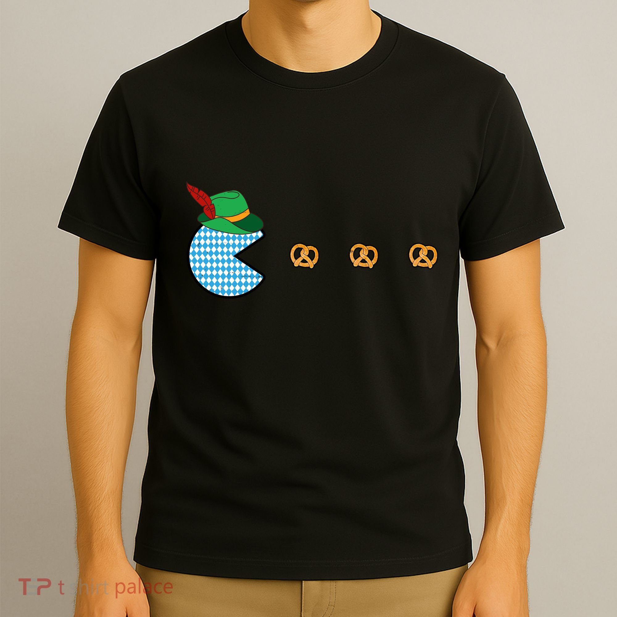 Oktoberfest Video Game Eating Pretzels Retro Gamer T-Shirt