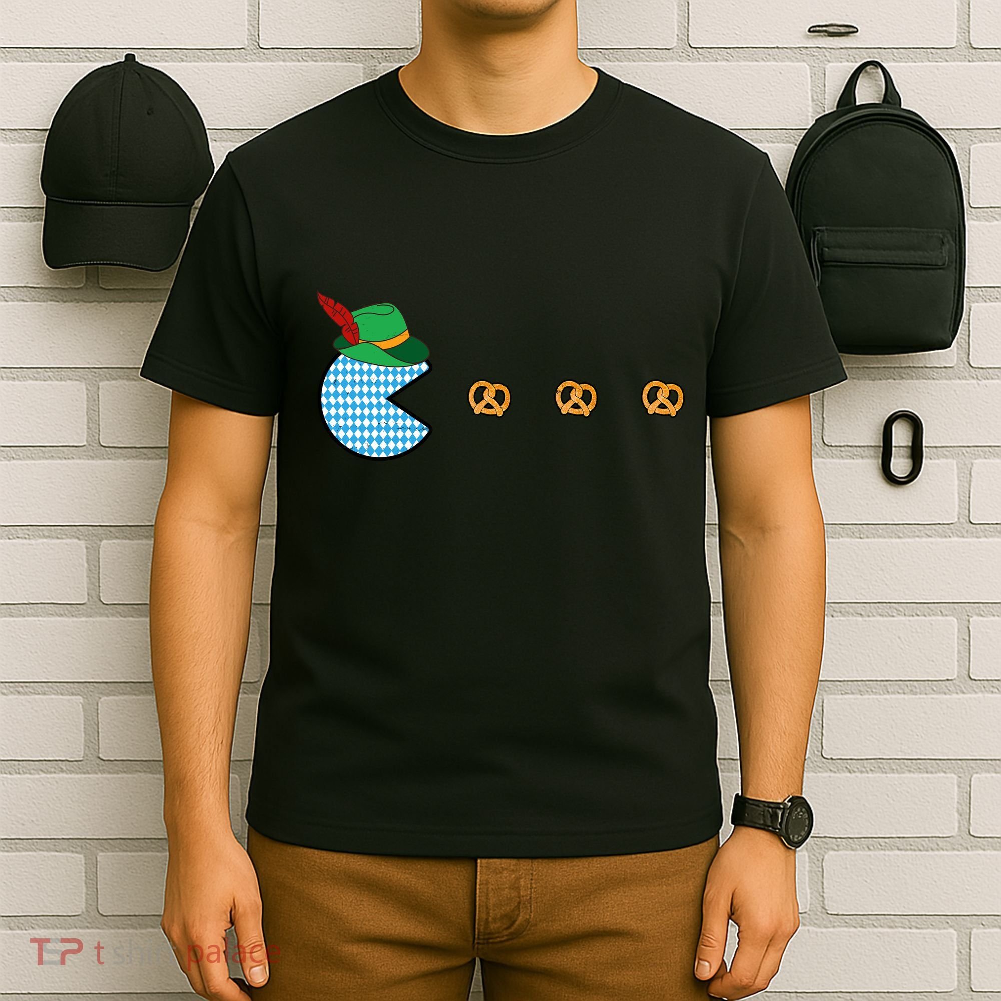 Oktoberfest Video Game Eating Pretzels Retro Gamer T-Shirt
