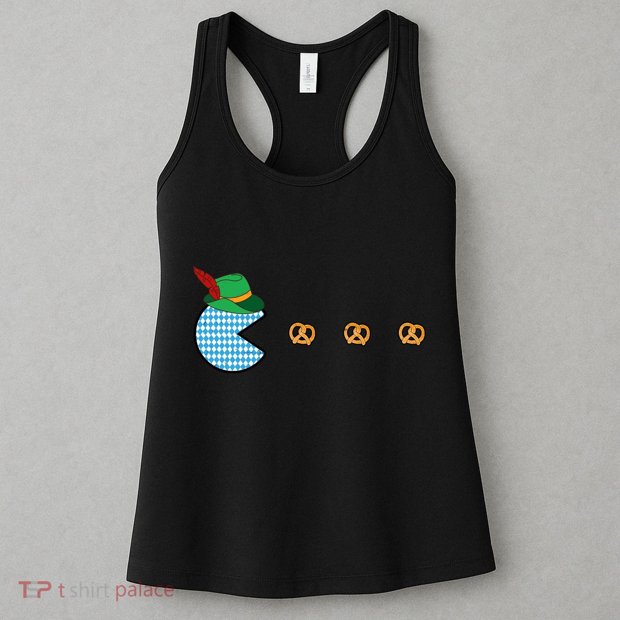 Oktoberfest Video Game Eating Pretzels Retro Gamer Women's Tank Top