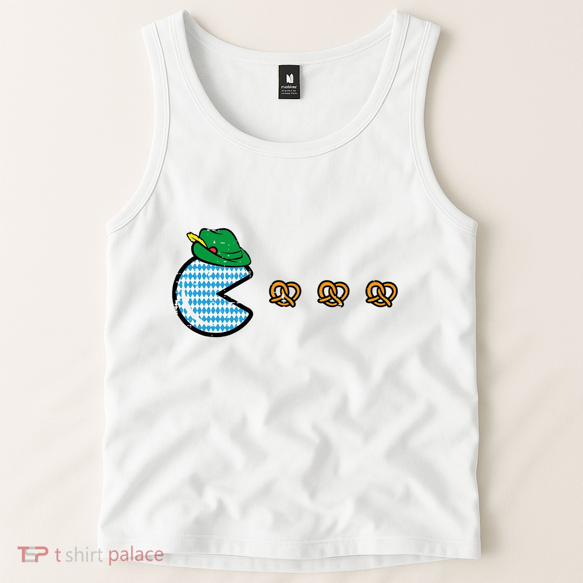 Oktoberfest Video Game Eating Pretzels Gamer Tank Top