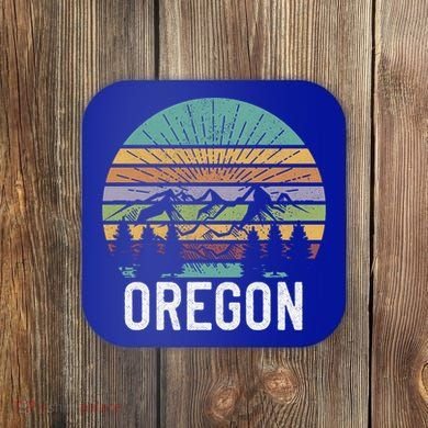 Oregon Vintage Retro Mountain 70's 80's Camping Ski Gift Coaster