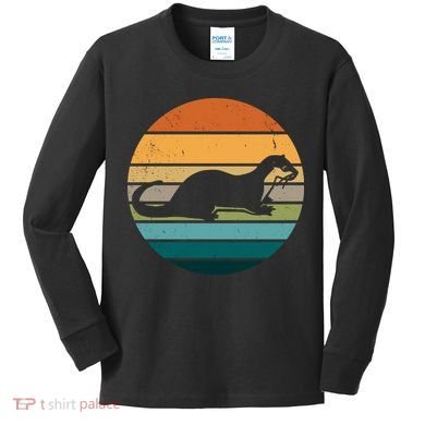 Otter Vintage Retro Logo Kids Long Sleeve Shirt