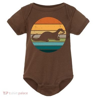 Otter Vintage Retro Logo Baby Bodysuit