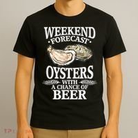 Oysters With A Chance Of Beer Weekend Forecast Funny Seafood T-Shirt thumb 3