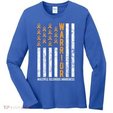 Orange Warrior And Multiple Sclerosis Awareness Gift Women's Long Sleeve Shirt
