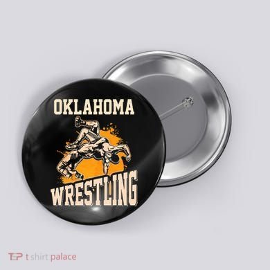 Oklahoma Wrestling Dad Mom Gift For Wrestler Son Button