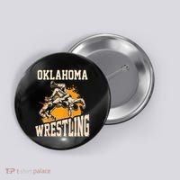 Oklahoma Wrestling Dad Mom Gift For Wrestler Son Button thumb 0