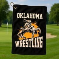 Oklahoma Wrestling Dad Mom Gift For Wrestler Son Golf Towel thumb 1