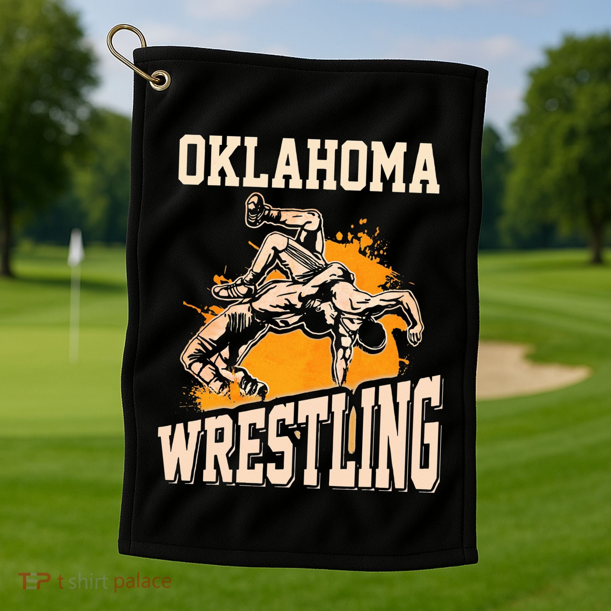 Oklahoma Wrestling Dad Mom Gift For Wrestler Son Golf Towel