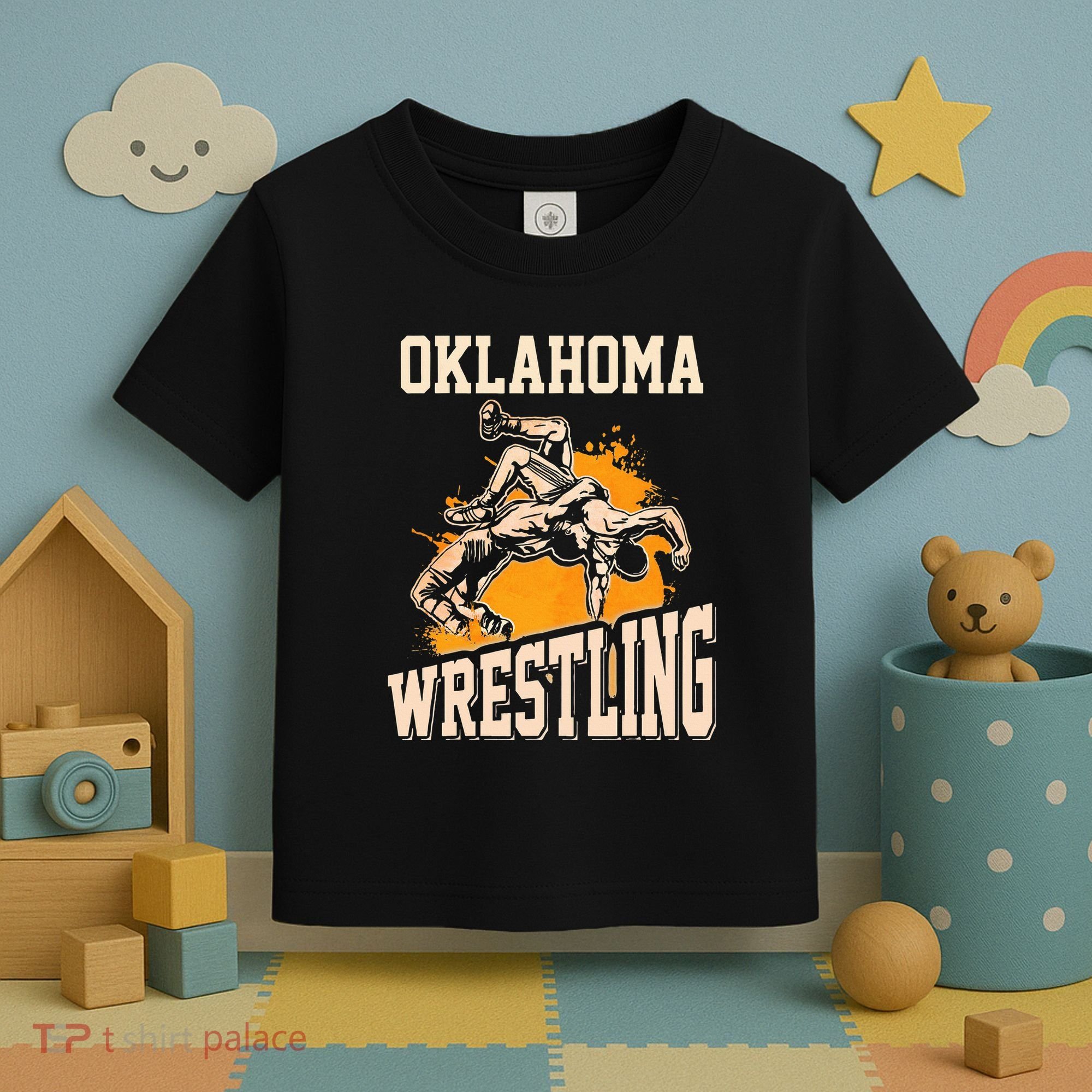 Oklahoma Wrestling Dad Mom Gift For Wrestler Son Toddler T-Shirt