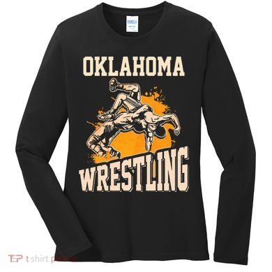 Oklahoma Wrestling Dad Mom Gift For Wrestler Son Women's Long Sleeve Shirt