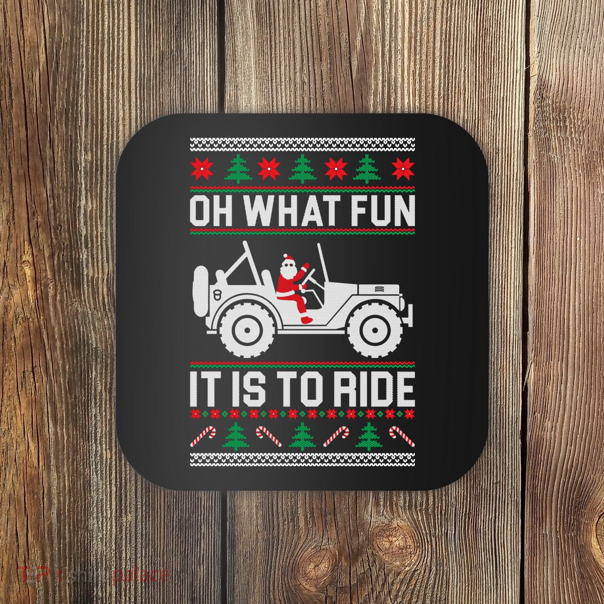 Oh What Fun 4x4 Offroad Suv Ugly Christmas Sweater Coaster