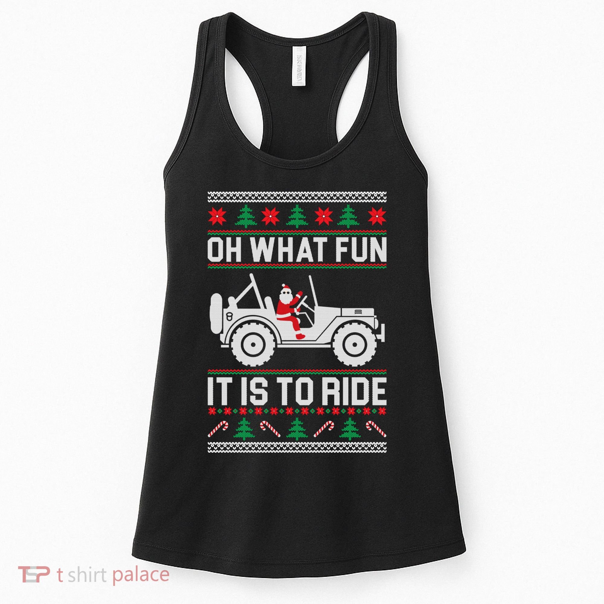 Oh What Fun 4x4 Offroad Suv Ugly Christmas Sweater Women's Tank Top