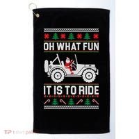Oh What Fun 4x4 Offroad Suv Ugly Christmas Sweater Golf Towel thumb 0