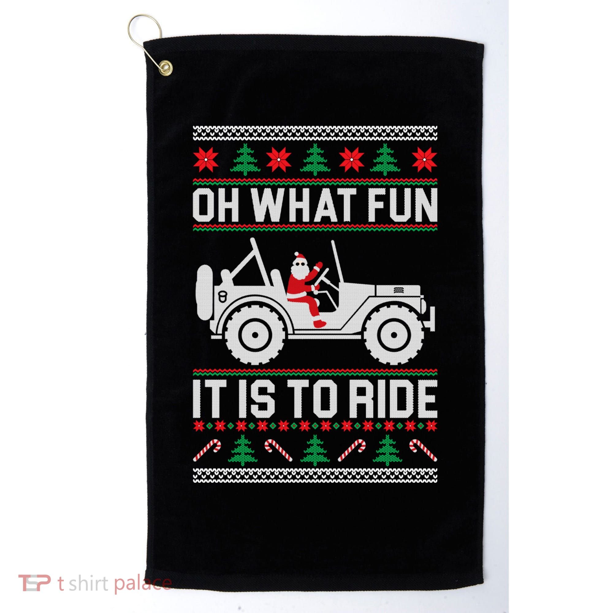Oh What Fun 4x4 Offroad Suv Ugly Christmas Sweater Golf Towel