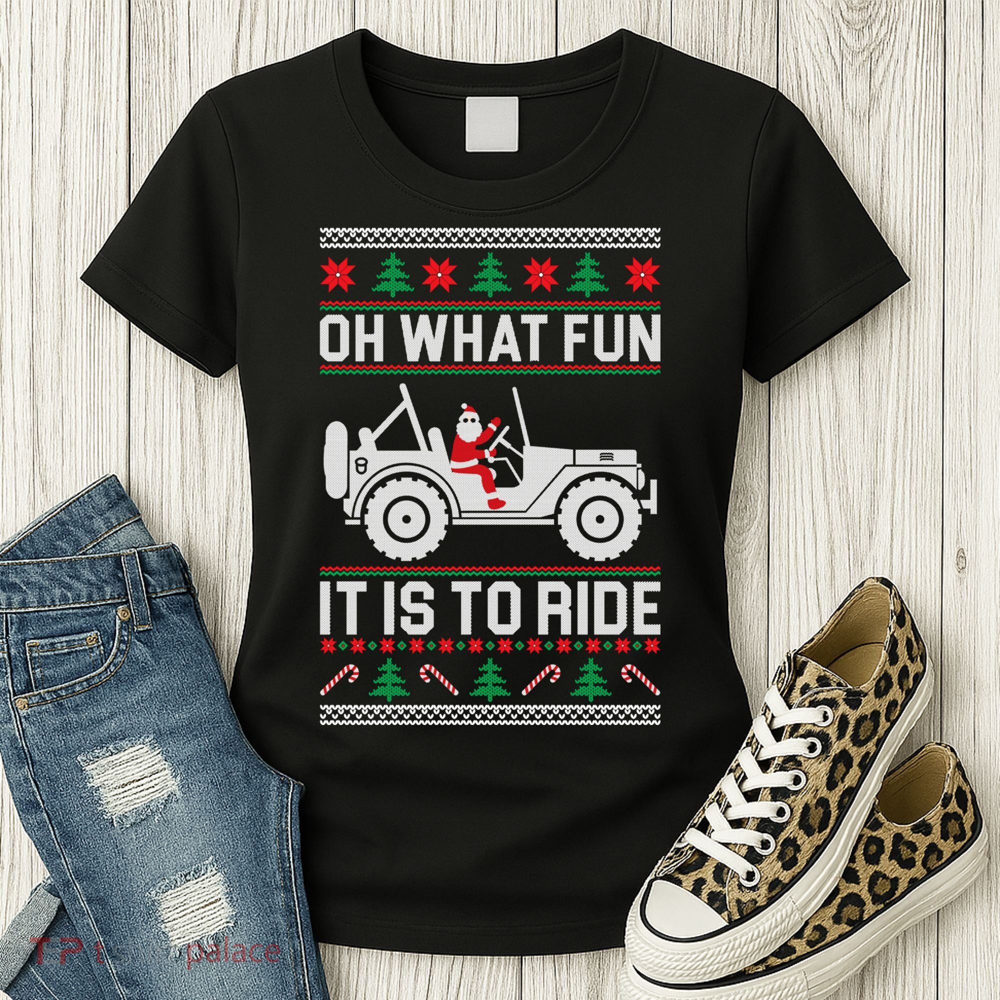 Oh What Fun 4x4 Offroad Suv Ugly Christmas Sweater Women's T-Shirt