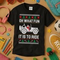 Oh What Fun 4x4 Offroad Suv Ugly Christmas Sweater Kids T-Shirt thumb 3