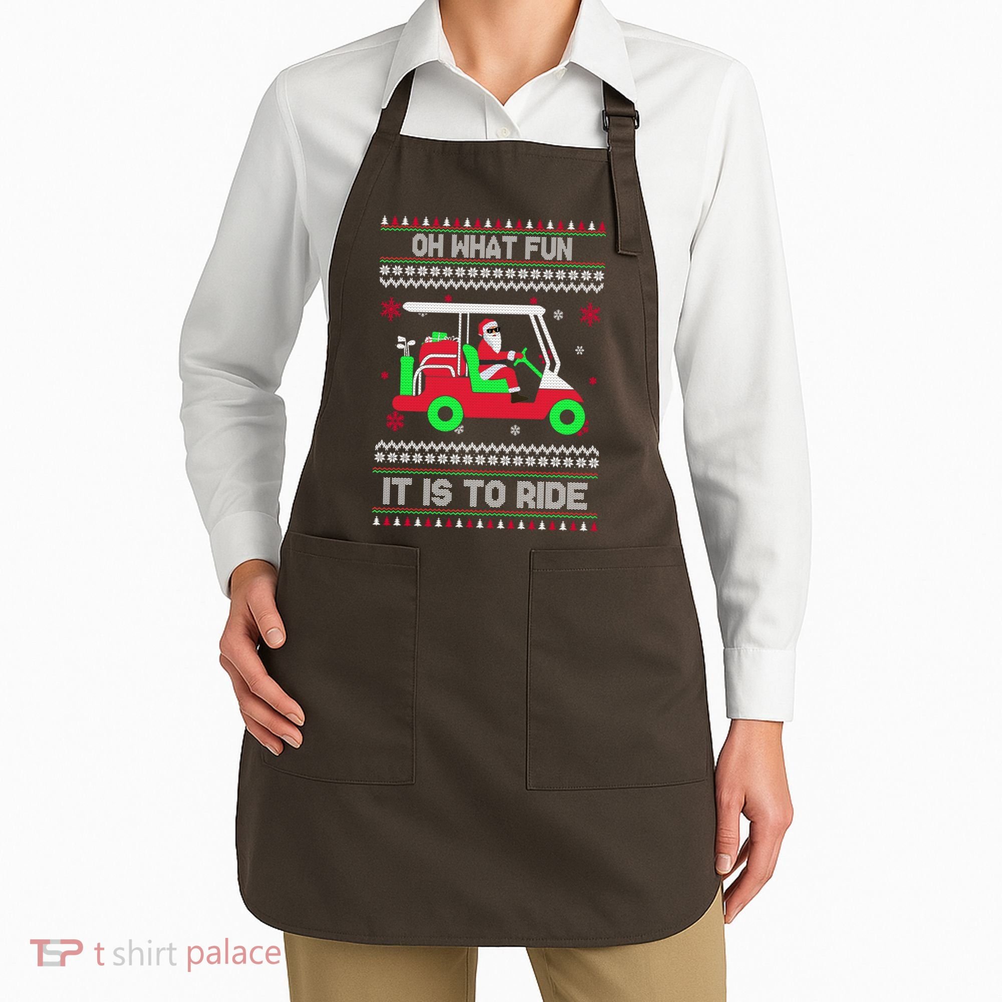Oh What Fun It Is To Ride Golf Christmas Apron