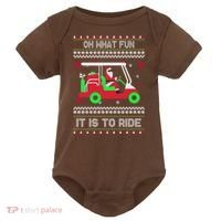 Oh What Fun It Is To Ride Golf Christmas Baby Bodysuit thumb 0