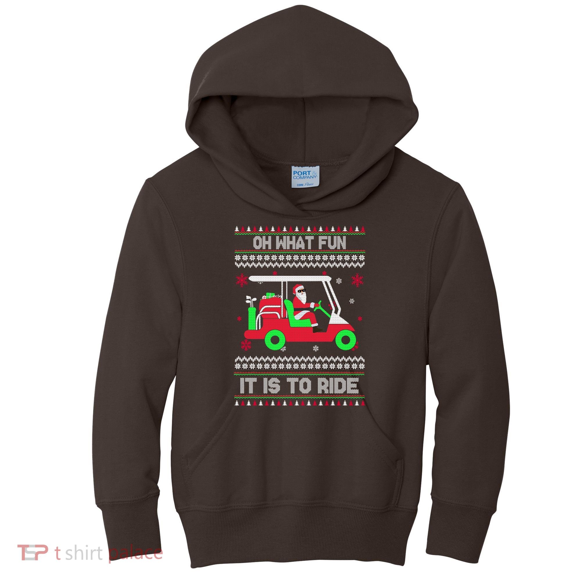 Oh What Fun It Is To Ride Golf Christmas Kids Hoodie