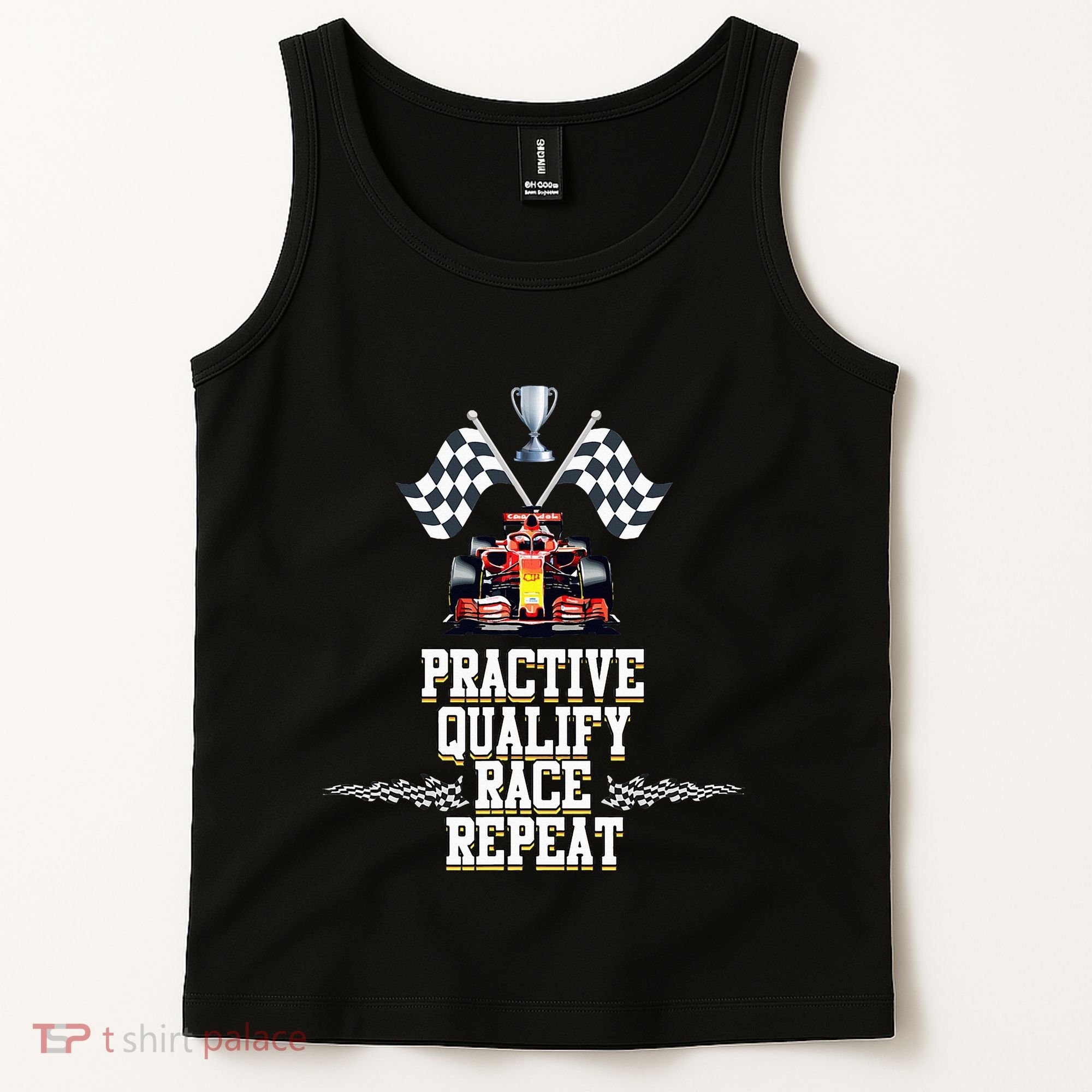 Open Wheel Formula Racing Car Practice Qualify Race Repeat Tank Top