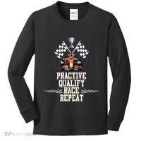Open Wheel Formula Racing Car Practice Qualify Race Repeat Kids Long Sleeve Shirt thumb 0