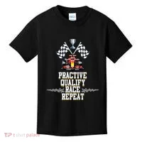 Open Wheel Formula Racing Car Practice Qualify Race Repeat Kids T-Shirt thumb 0