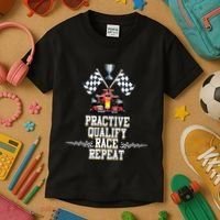 Open Wheel Formula Racing Car Practice Qualify Race Repeat Kids T-Shirt thumb 3