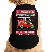 Oh What Fun It Is To Ride Golf Cart Christmas Golfing Golfer Doggie Tank thumb 0