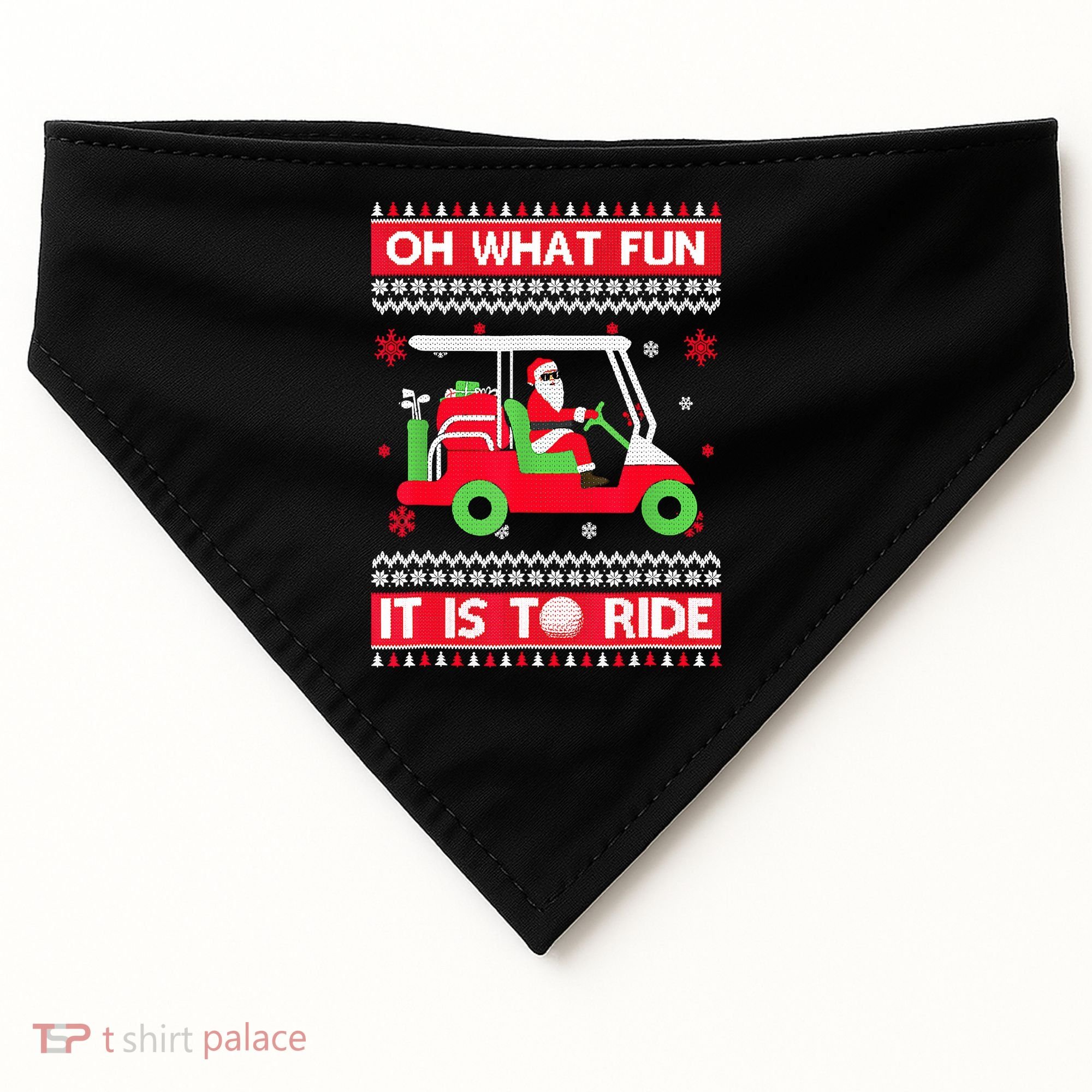 Oh What Fun It Is To Ride Golf Cart Christmas Golfing Golfer USA-Made Doggie Bandana