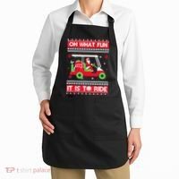 Oh What Fun It Is To Ride Golf Cart Christmas Golfing Golfer Apron thumb 2
