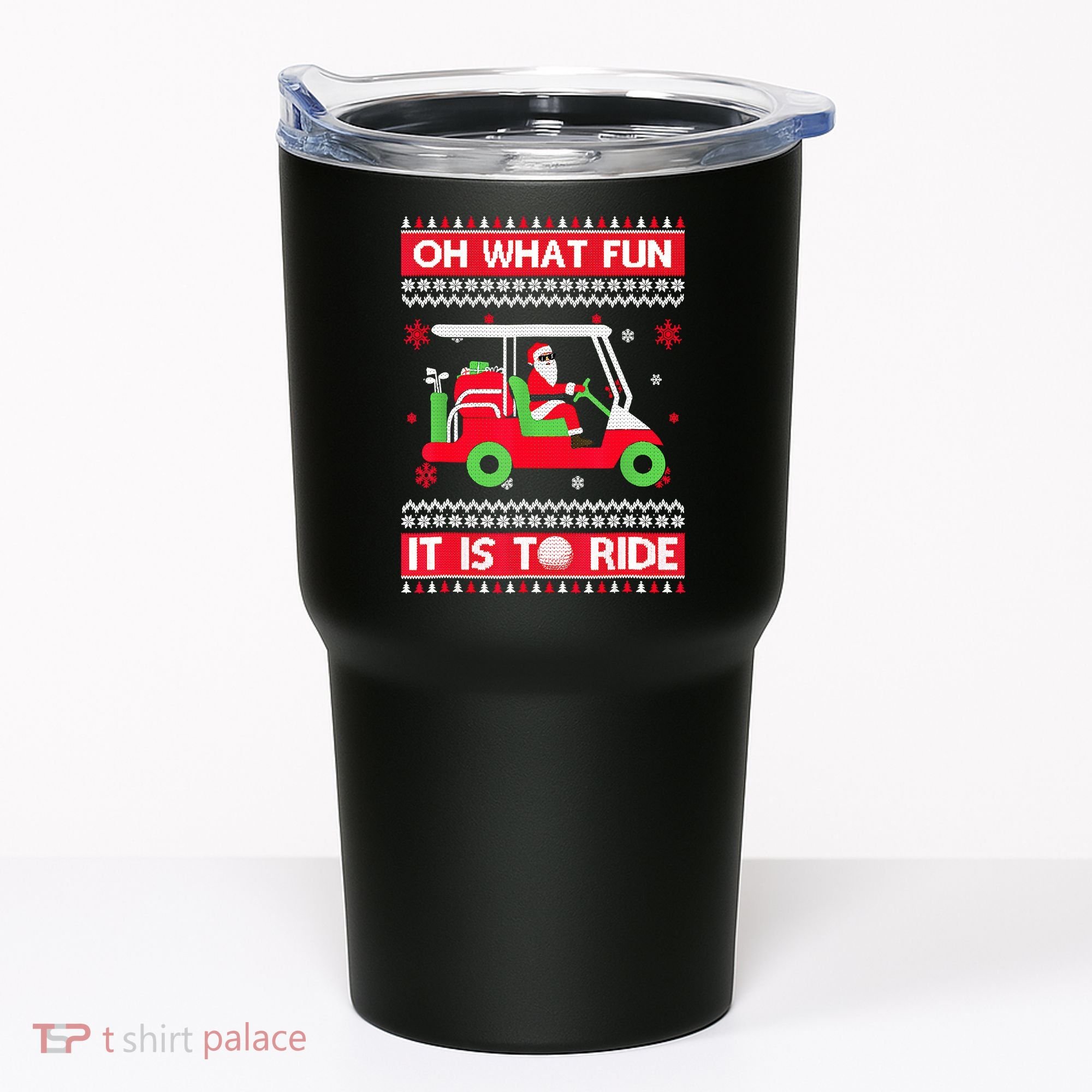 Oh What Fun It Is To Ride Golf Cart Christmas Golfing Golfer Tumbler