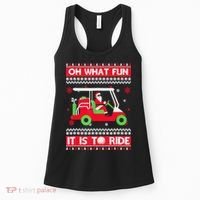 Oh What Fun It Is To Ride Golf Cart Christmas Golfing Golfer Women's Tank Top thumb 0